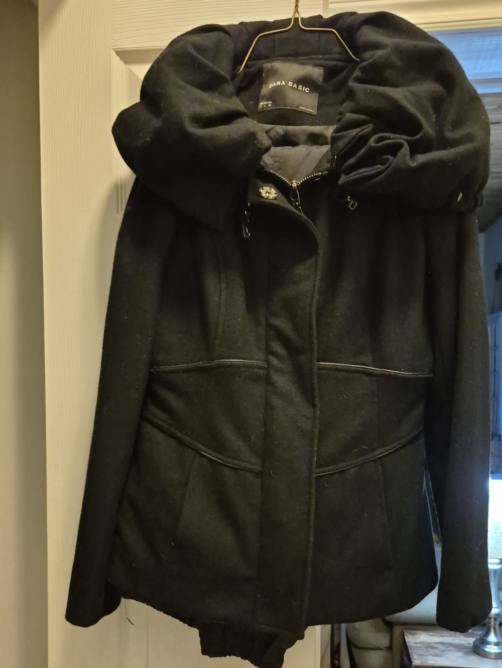 Zara Black Women's Hooded Pea Coat